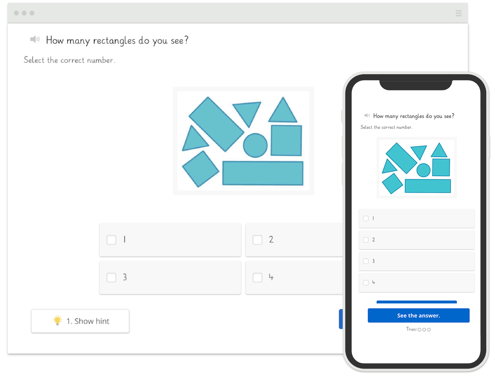 Example of a test on mobile phone and computer